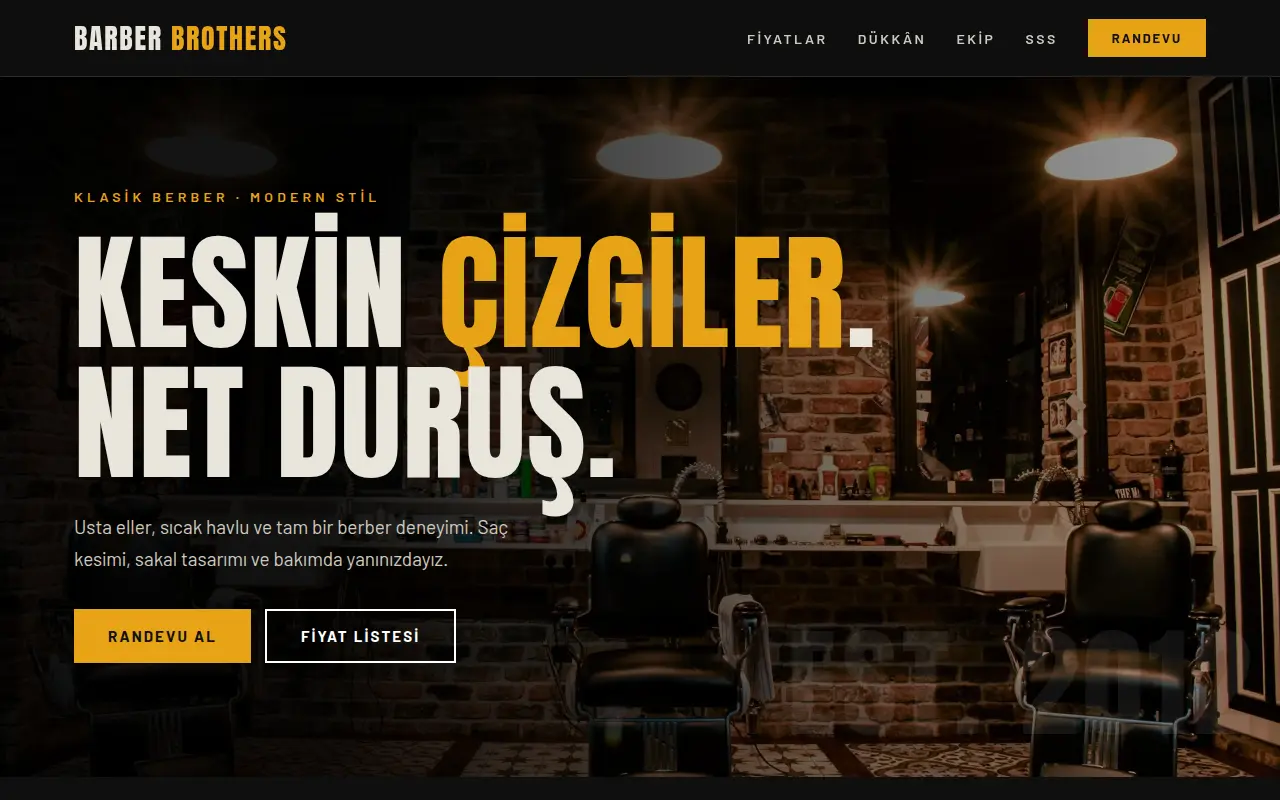 Erkek Kuaförü & Berber Web Sitesi — Barber Brothers